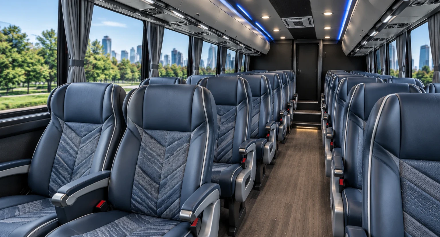 Interior of a 24-passenger mini coach