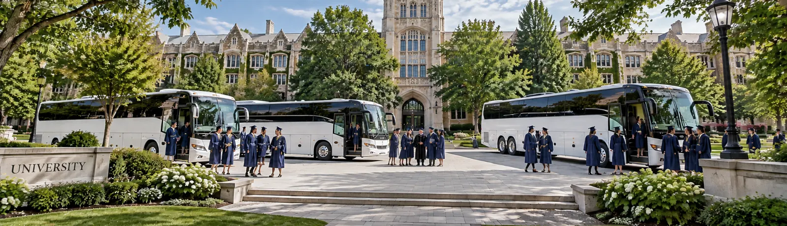 School and university group transportation by charter bus