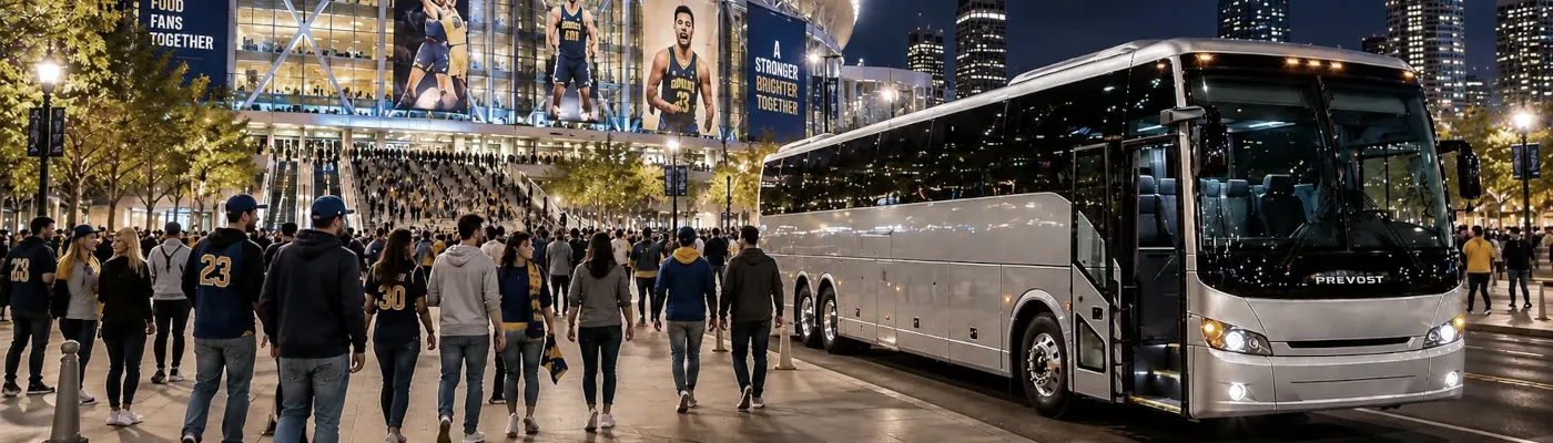 Sports and entertainment group transportation by charter bus