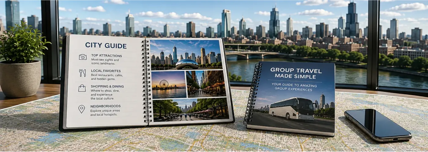 Downtown city skyline representing local transportation guides