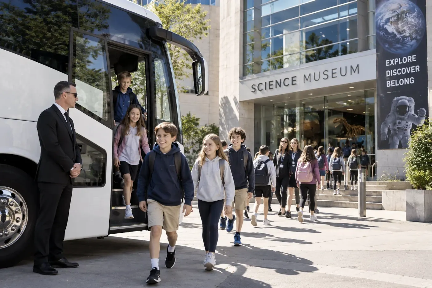 Organized student group boarding charter transportation